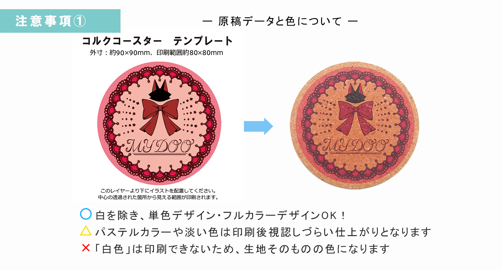 コルクコースター 注意事項1